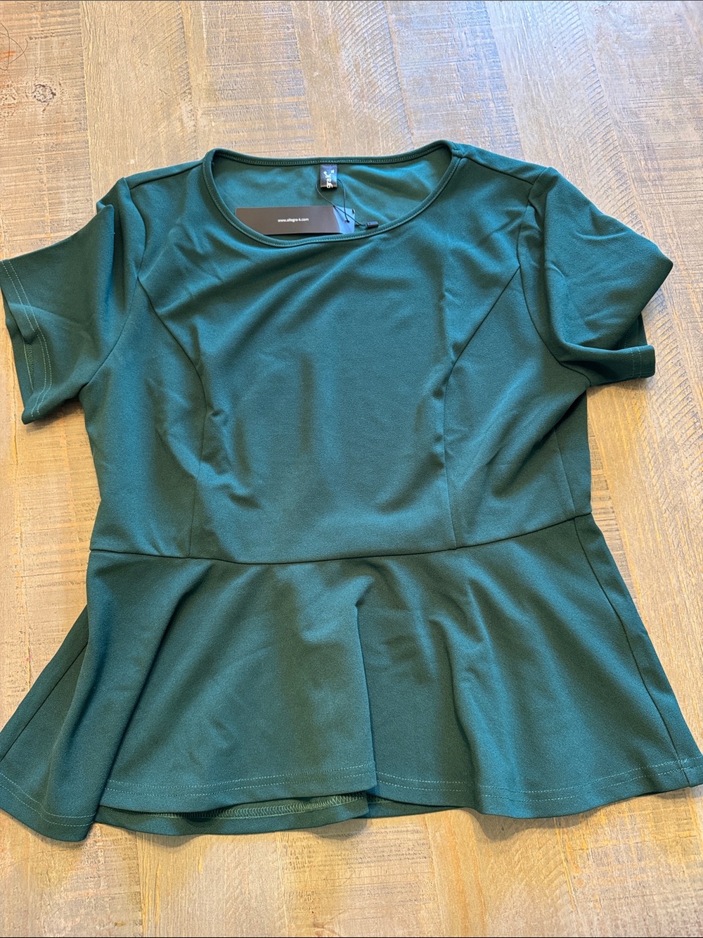 Allegra K Teal Peplum Short Sleeve Top